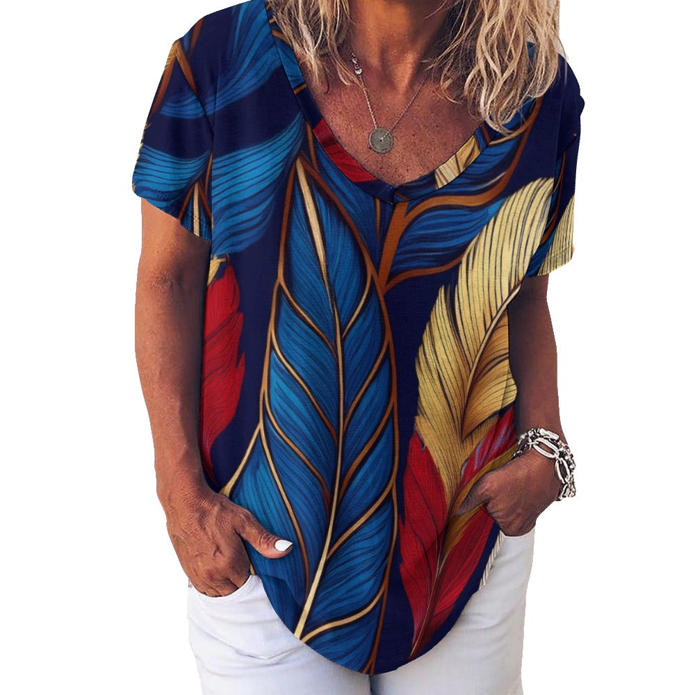 V Neck Short-sleeve Shirt Inkedjoy