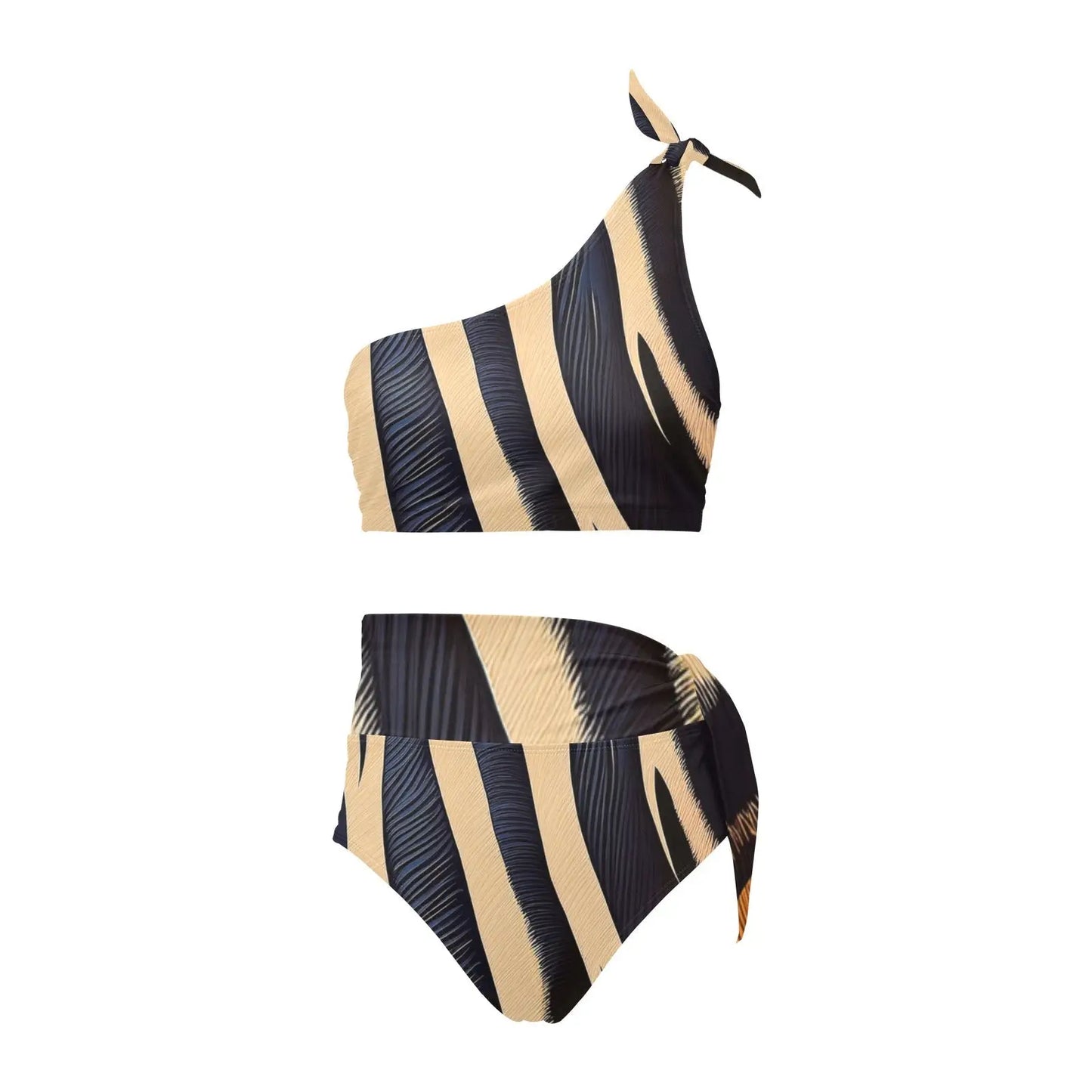High Waist One Shoulder Bikini Set Inkedjoy