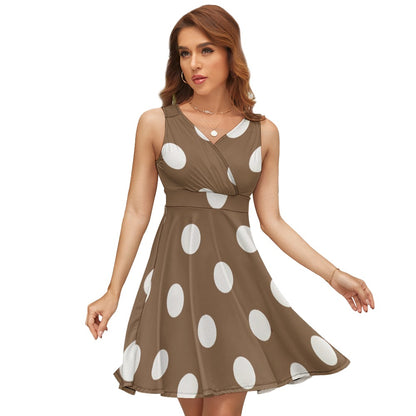 Sleeveless White Polka Dot Dress