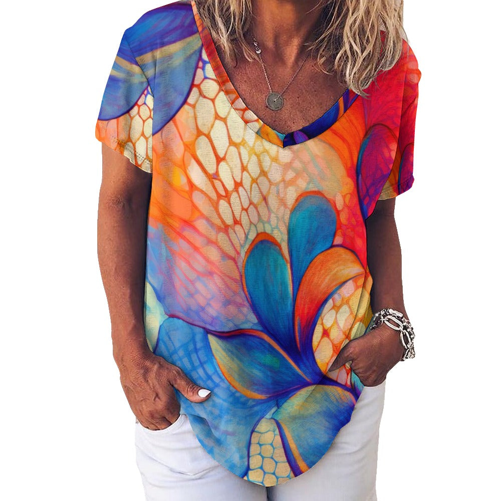 V Neck Short-sleeve Shirt Inkedjoy