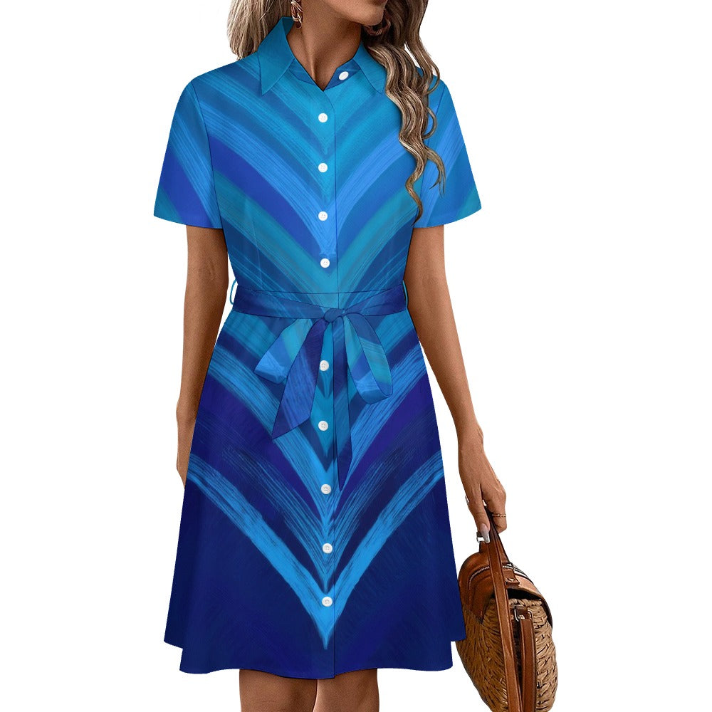 Short-sleeved collared dress Inkedjoy