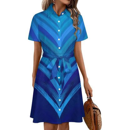 Short-sleeved collared dress Inkedjoy
