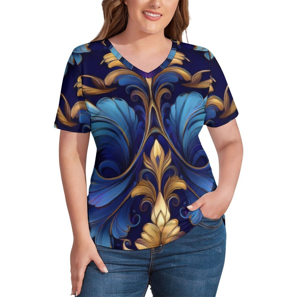 V Neck Short-sleeve Shirt Inkedjoy