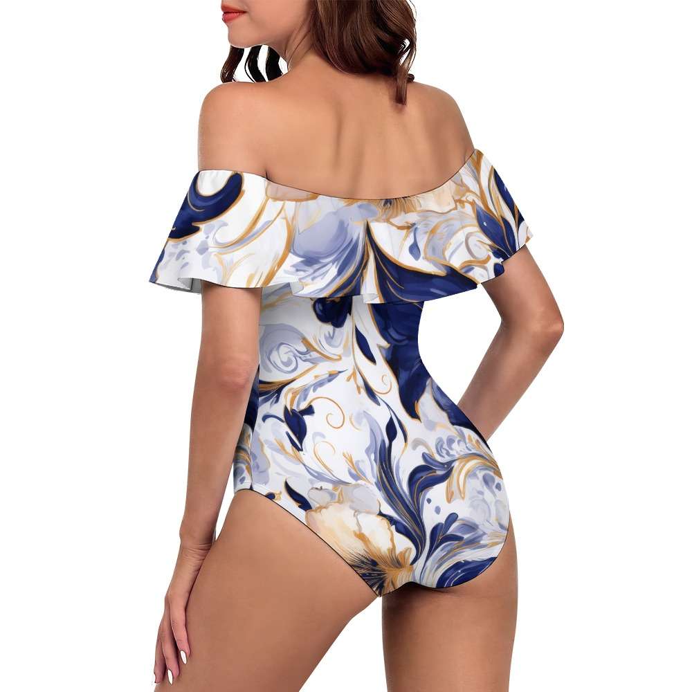 Off-Shoulder One-Piece Swimsuit Inkedjoy