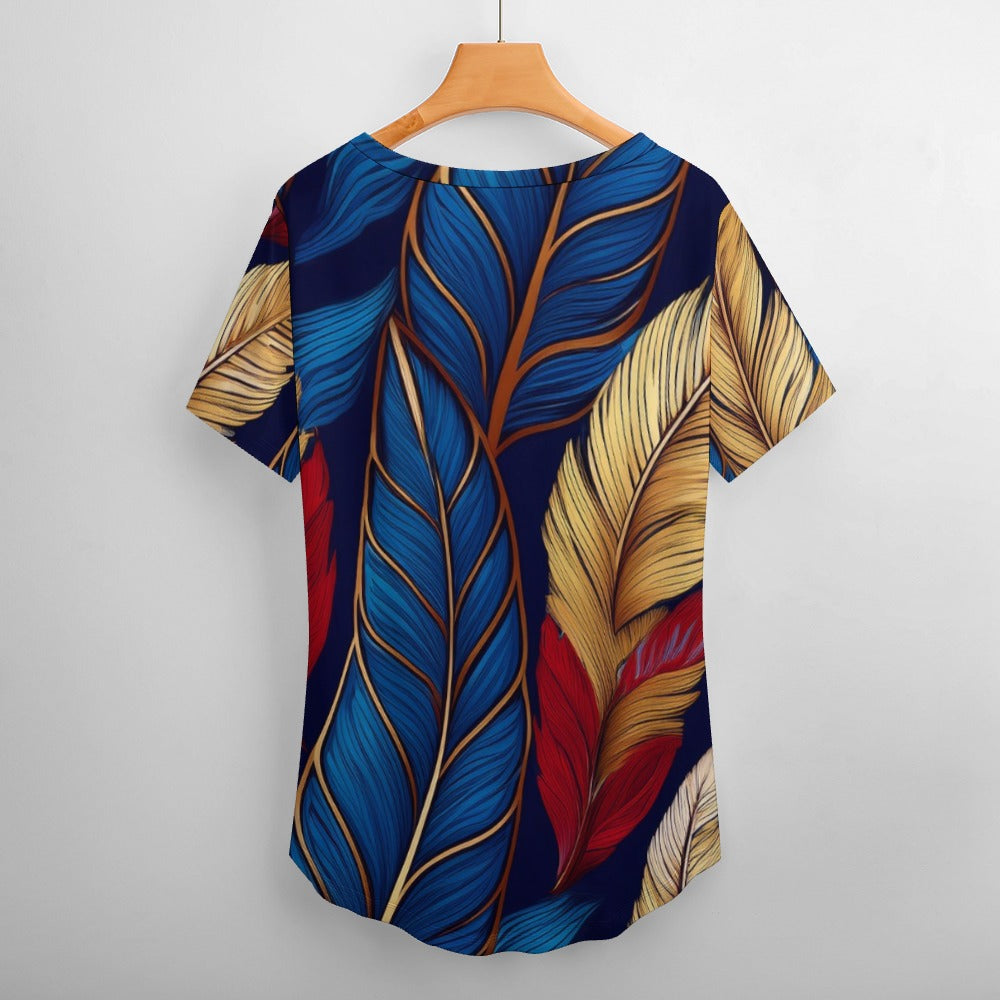 V Neck Short-sleeve Shirt Inkedjoy