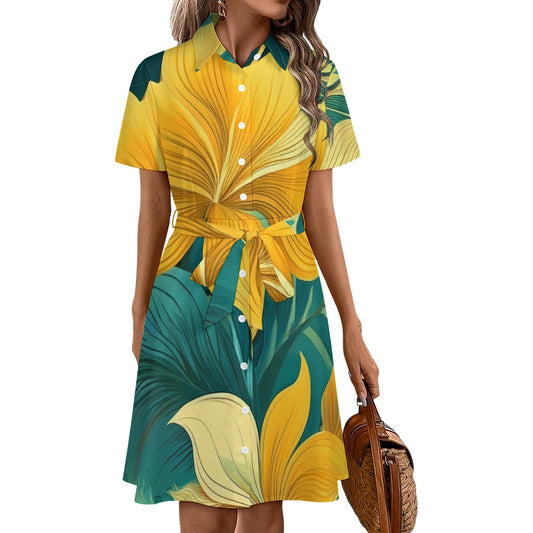 Short-sleeved collared dress