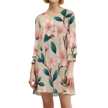 Lotus leaf sleeve dress Inkedjoy