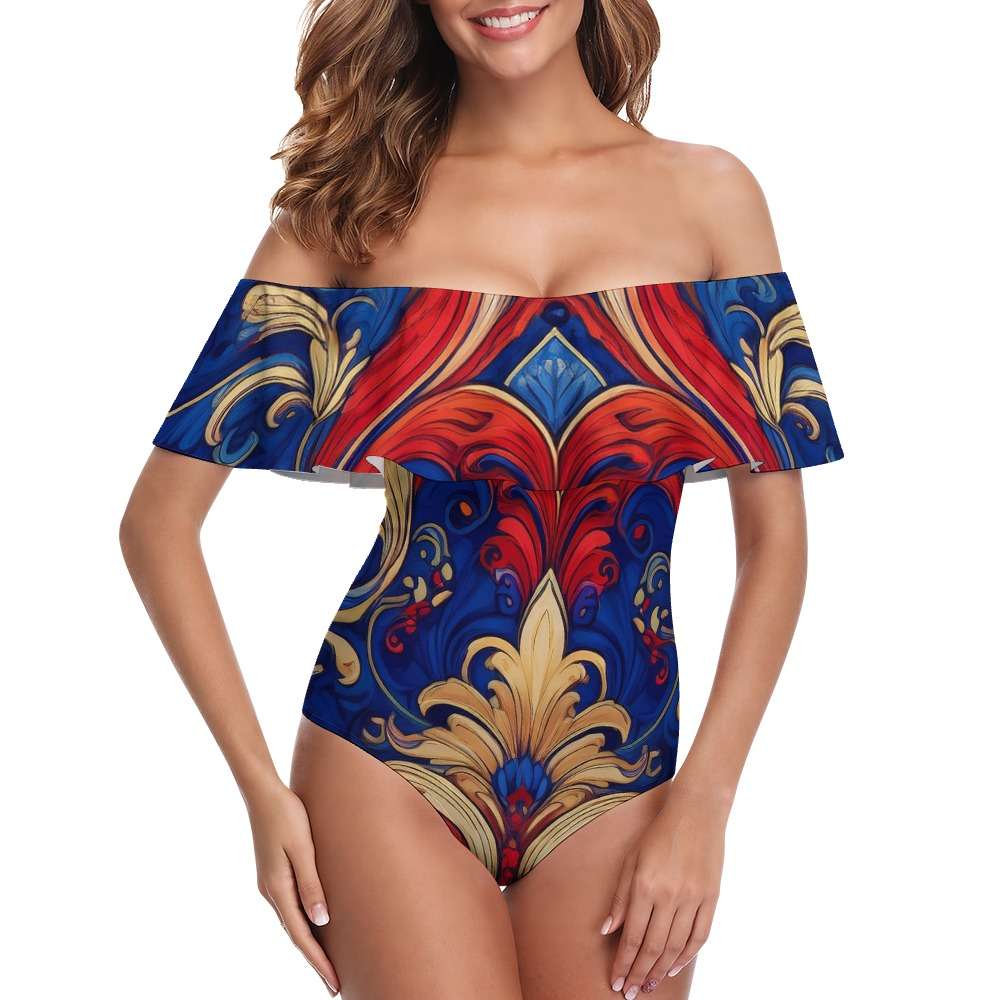Off-Shoulder One-Piece Swimsuit Inkedjoy