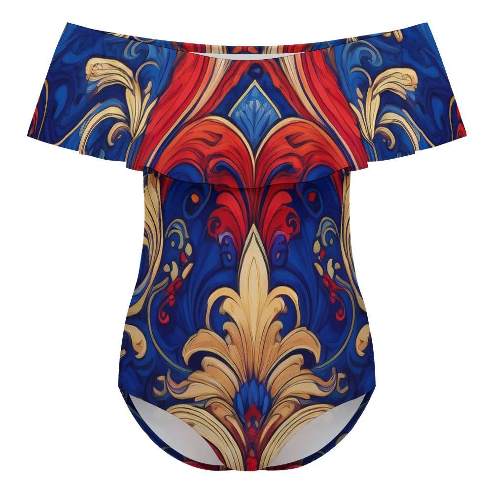 Off-Shoulder One-Piece Swimsuit Inkedjoy