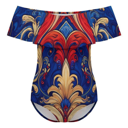 Off-Shoulder One-Piece Swimsuit Inkedjoy