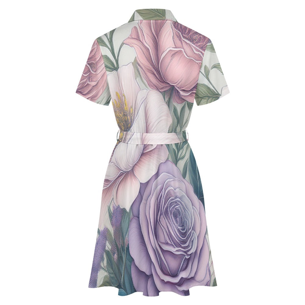 Short-sleeved collared dress Inkedjoy