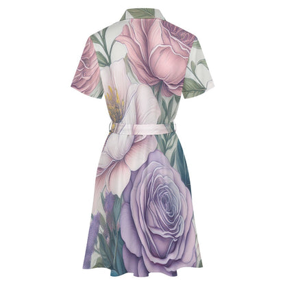 Short-sleeved collared dress Inkedjoy