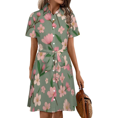 Short-sleeved collared dress