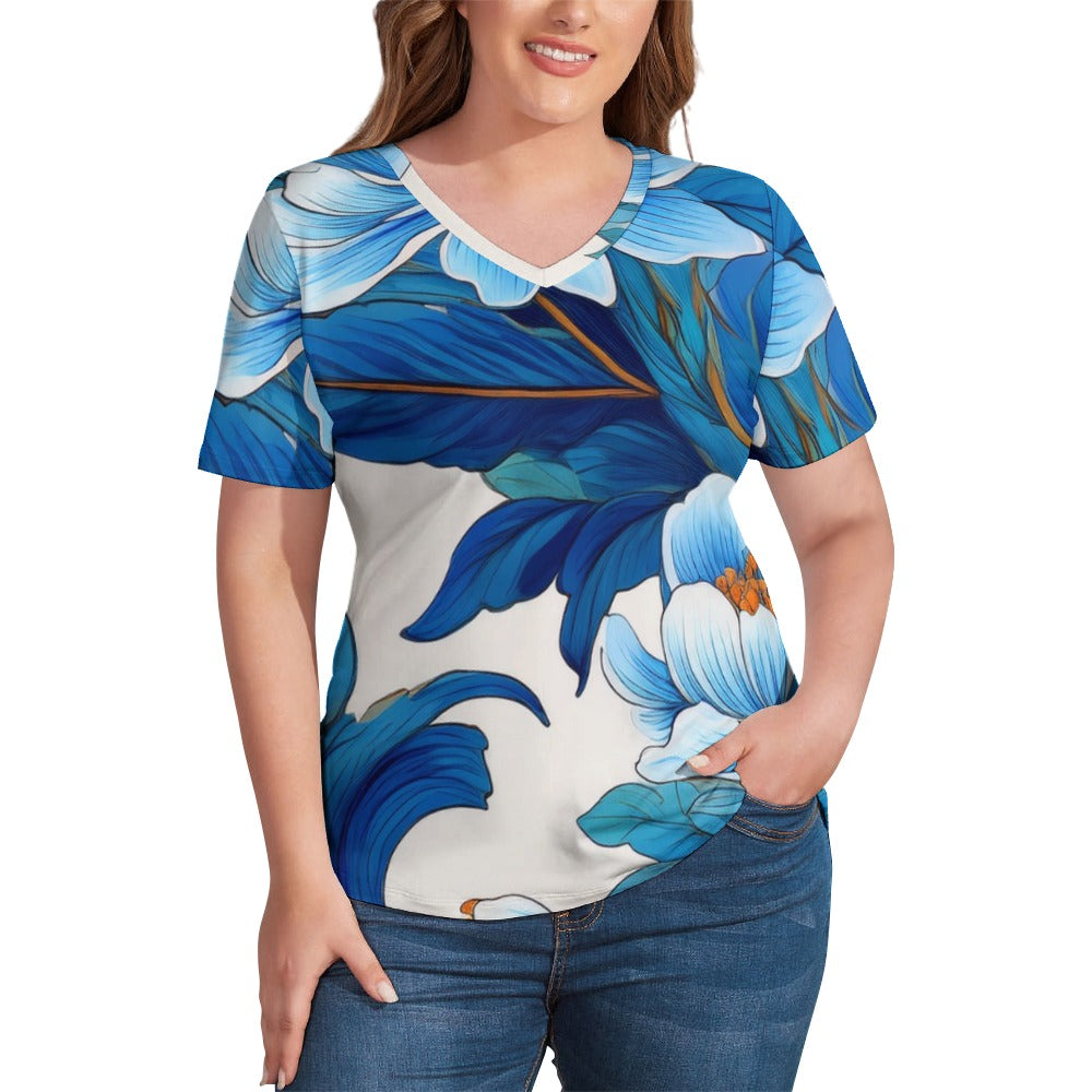 V Neck Short-sleeve Shirt Inkedjoy