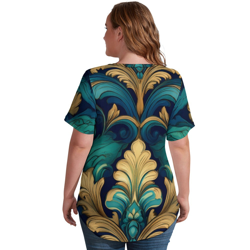 V Neck Short-sleeve Shirt Inkedjoy