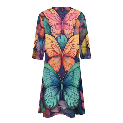 7-point sleeve dress Inkedjoy