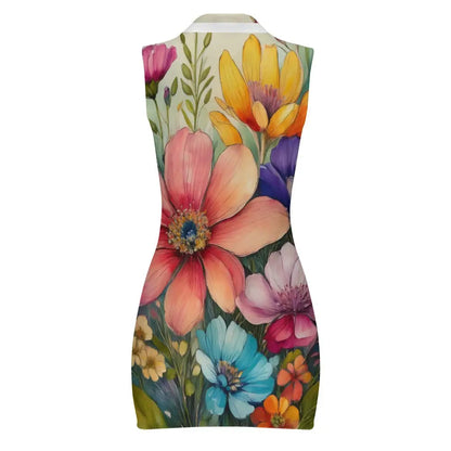 Short Sleeve Dress with Short Zipper Inkedjoy
