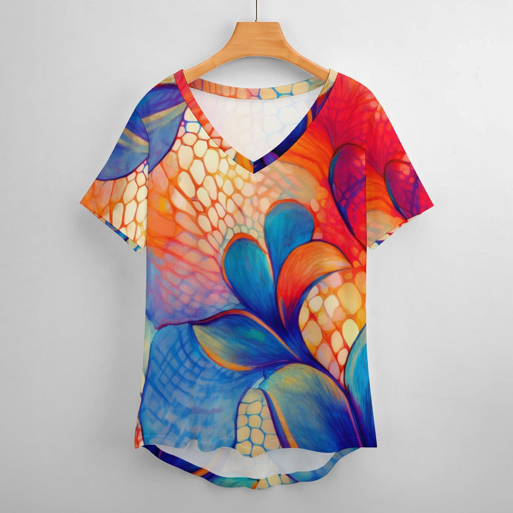 V Neck Short-sleeve Shirt Inkedjoy