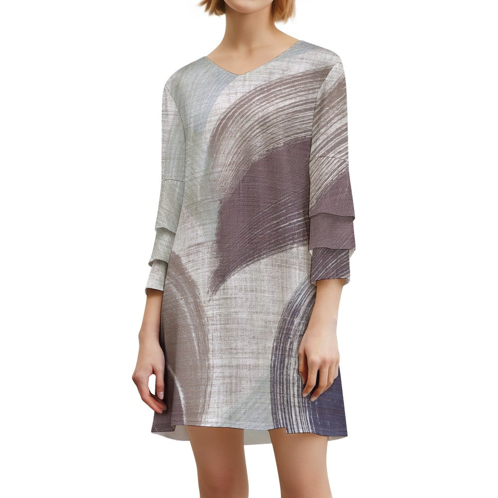 Lotus leaf sleeve dress Inkedjoy