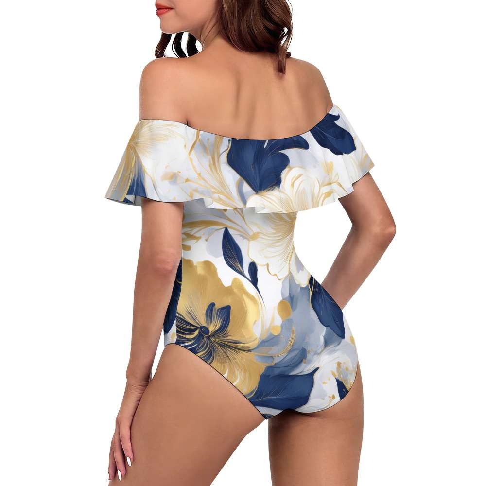 Off-Shoulder One-Piece Swimsuit Inkedjoy