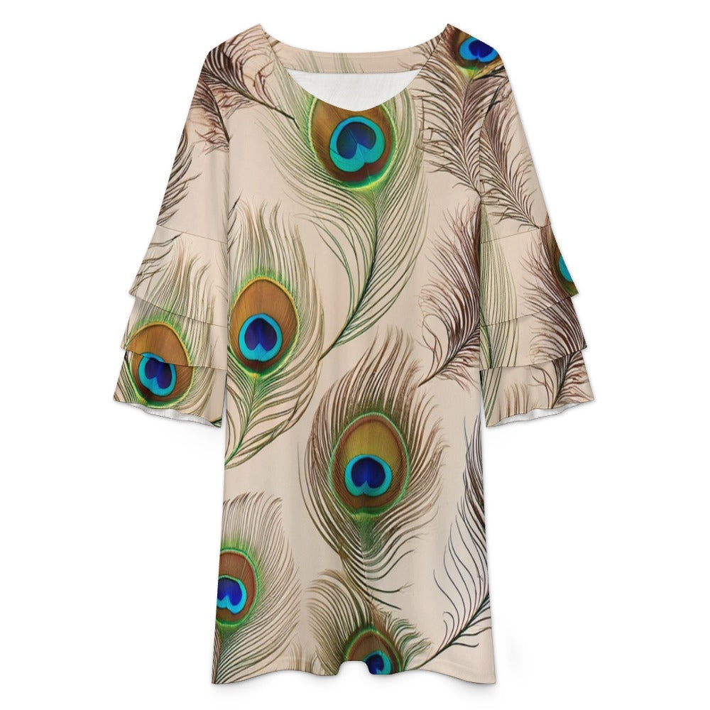 Lotus leaf sleeve dress Inkedjoy