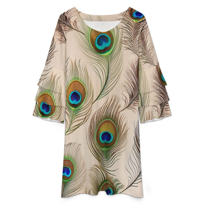 Lotus leaf sleeve dress Inkedjoy