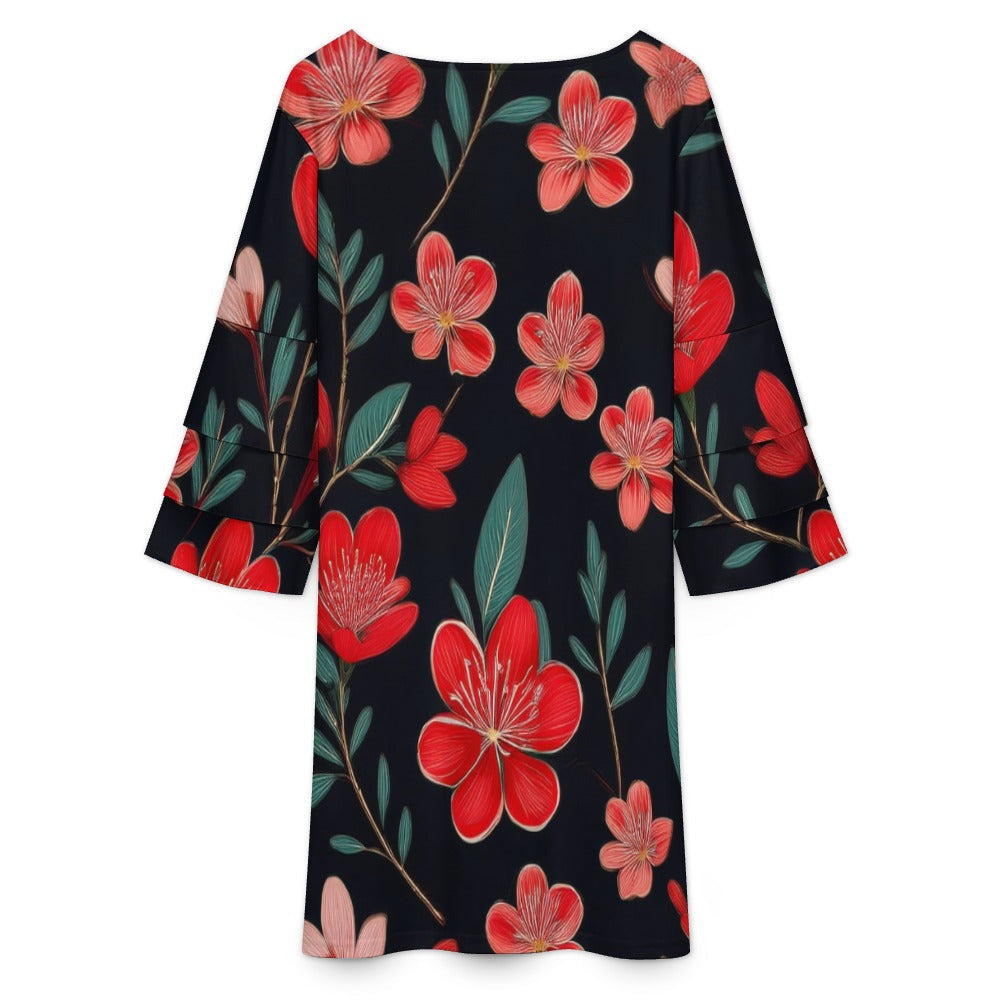 Lotus leaf sleeve dress Inkedjoy