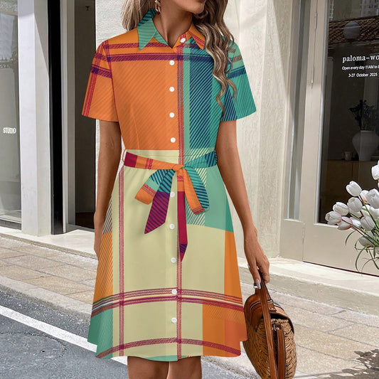 Short-sleeved collared dress