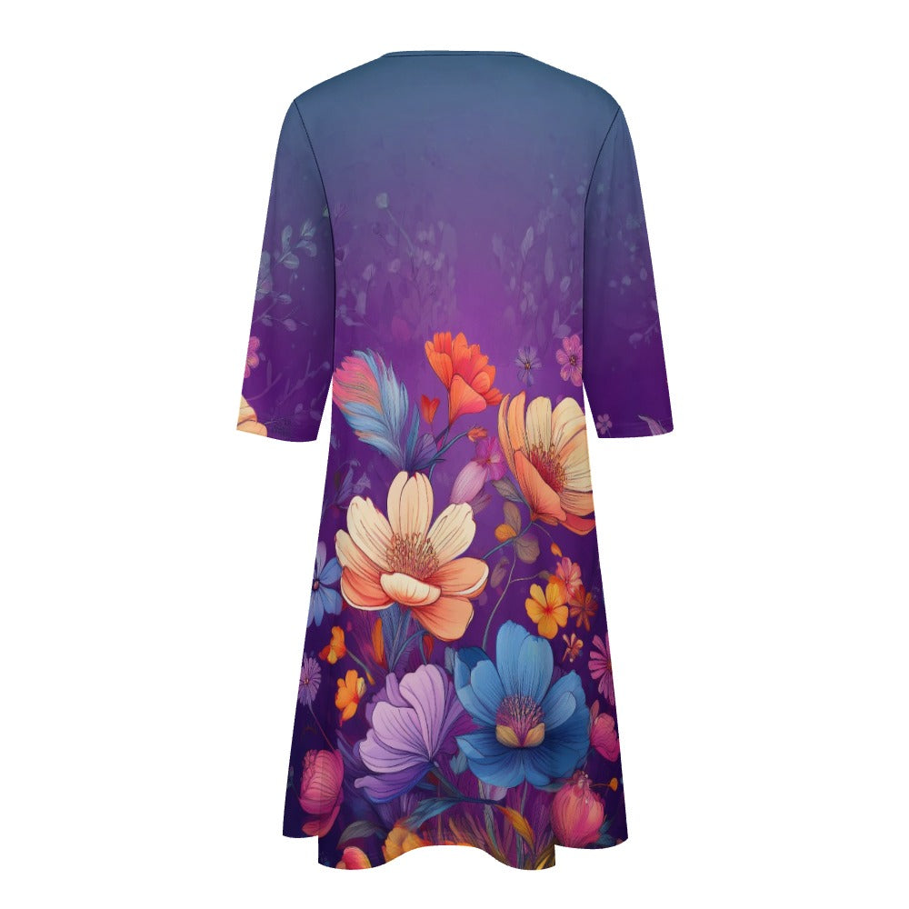 7-point sleeve dress Inkedjoy