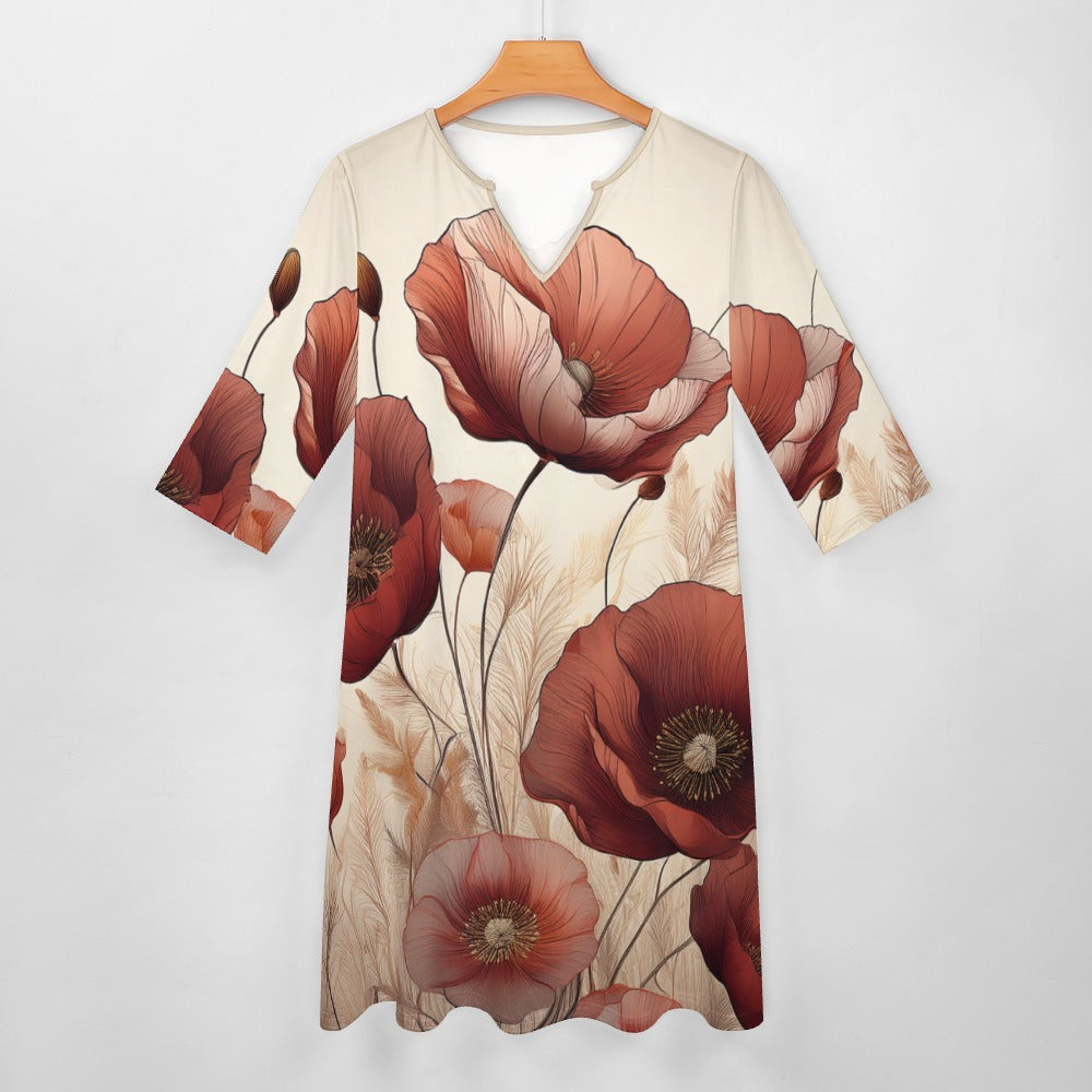 7-point sleeve dress Inkedjoy