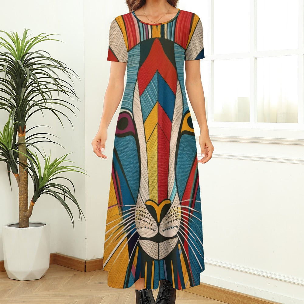 Colored Zebra Printed Dress Inkedjoy