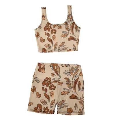 Thread Yoga Vest Set Beige Floral