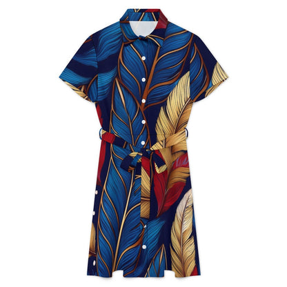 Short-sleeved collared dress Inkedjoy