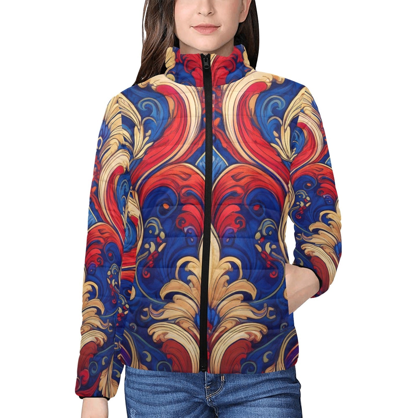 Stand collar padded jacket Inkedjoy