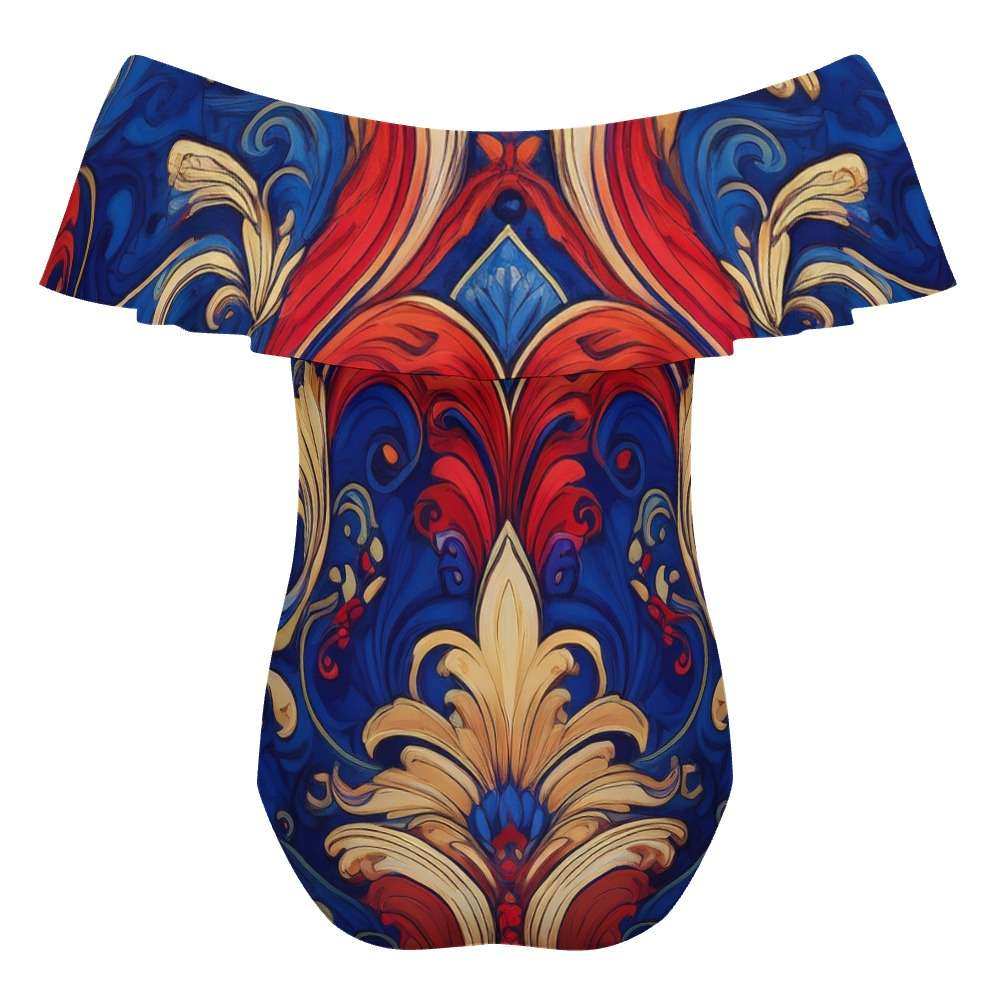 Off-Shoulder One-Piece Swimsuit Inkedjoy