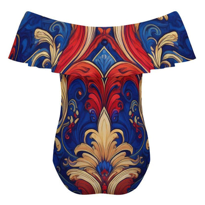 Off-Shoulder One-Piece Swimsuit Inkedjoy