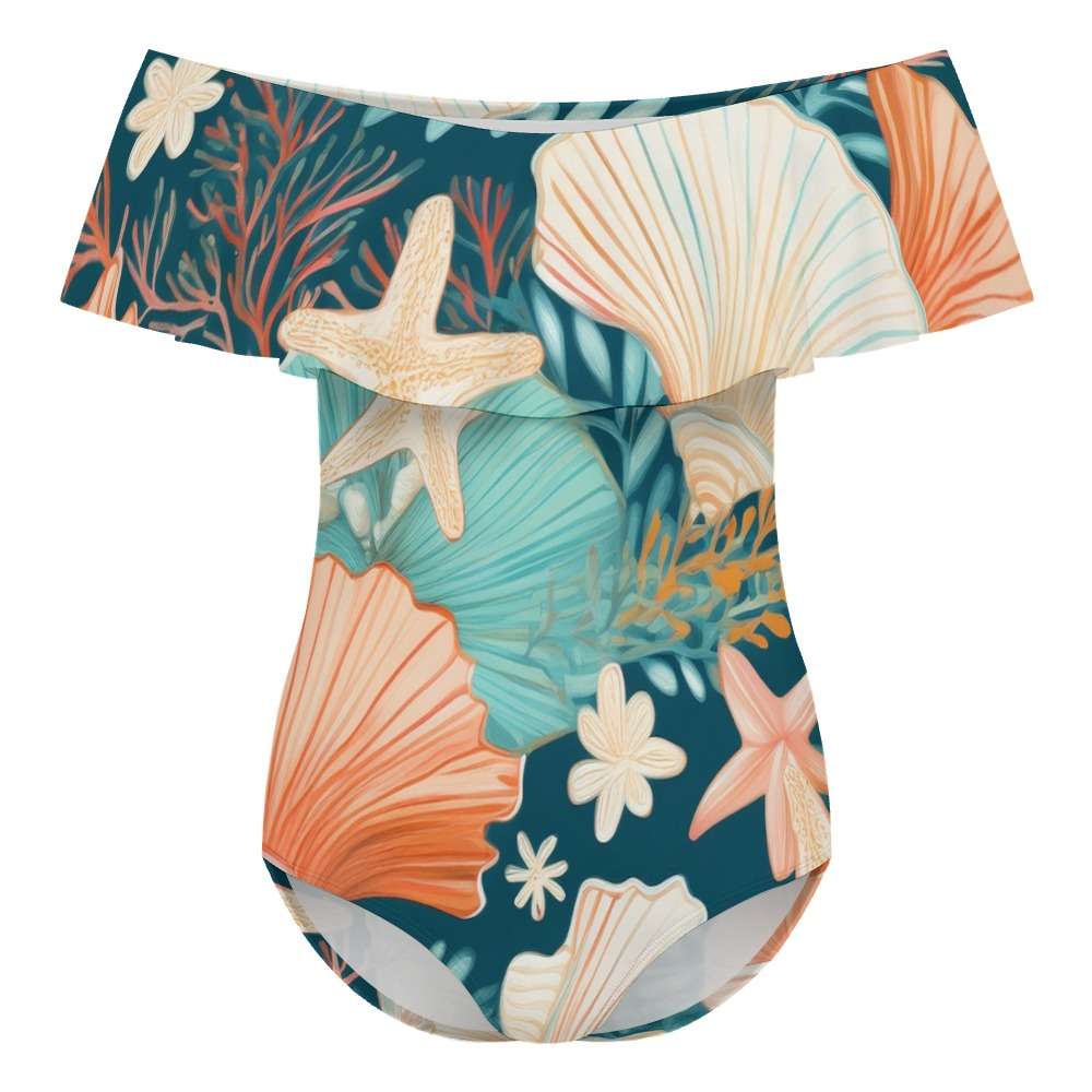 Off-Shoulder One-Piece Swimsuit Inkedjoy