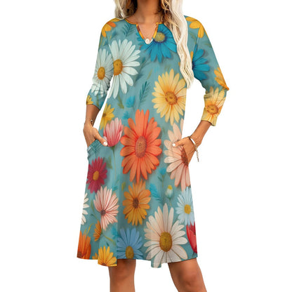 Daisy Print Dress Inkedjoy