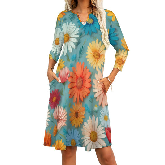 Daisy Print Dress Inkedjoy