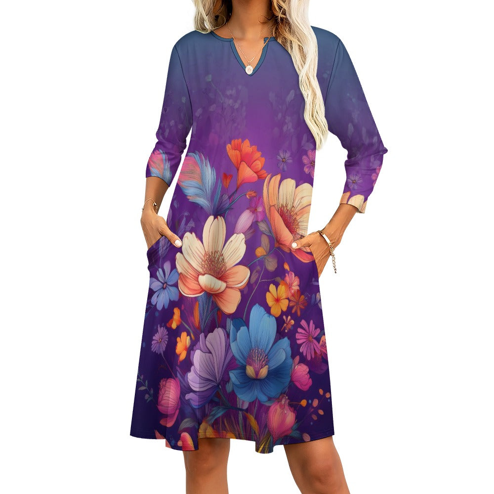 7-point sleeve dress Inkedjoy