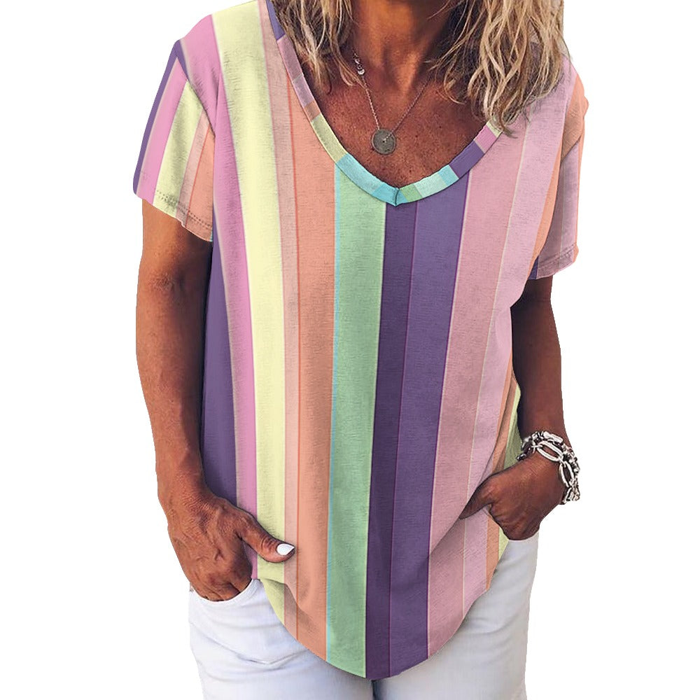 V Neck Short-sleeve Shirt Inkedjoy