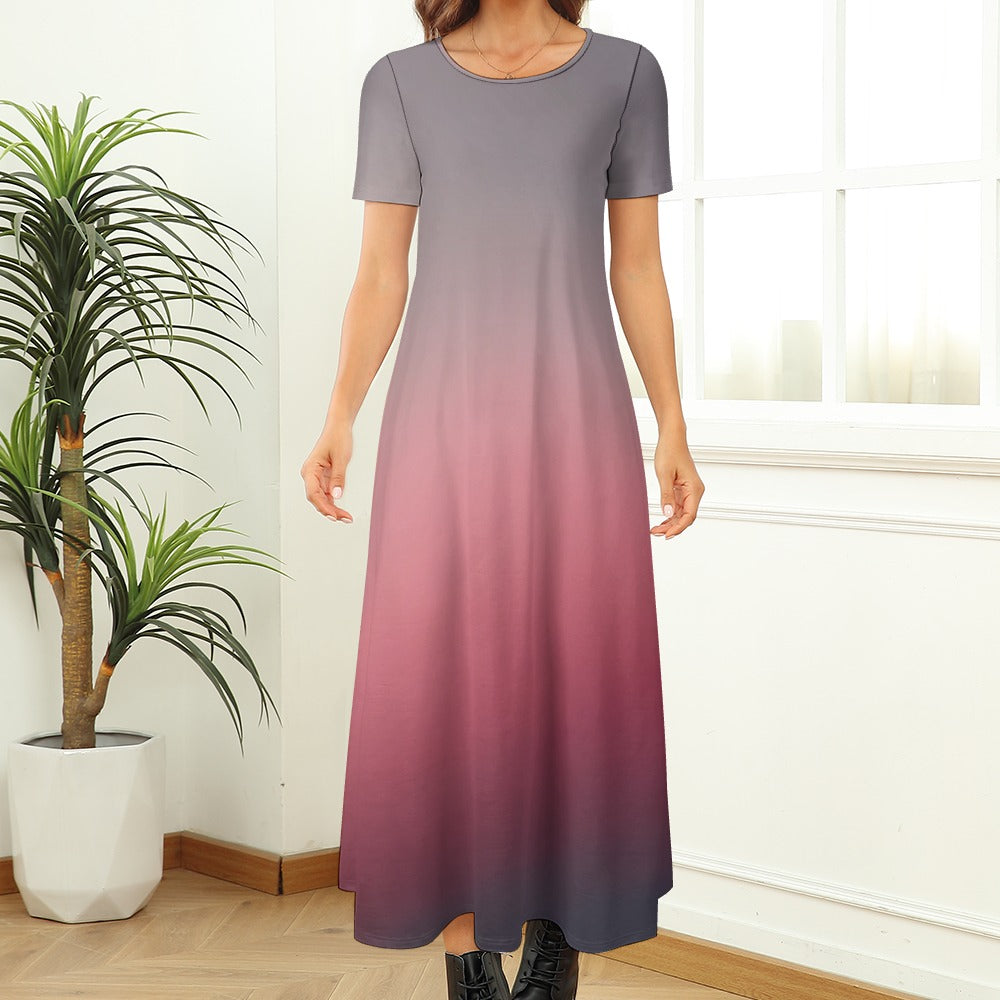 Gradient Short Sleeve Dress (No Pockets) Inkedjoy