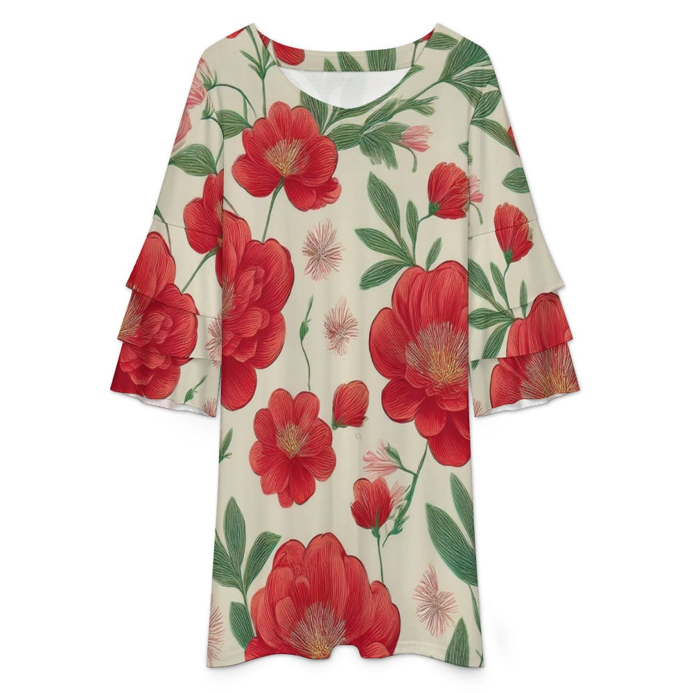 Lotus leaf sleeve dress Inkedjoy
