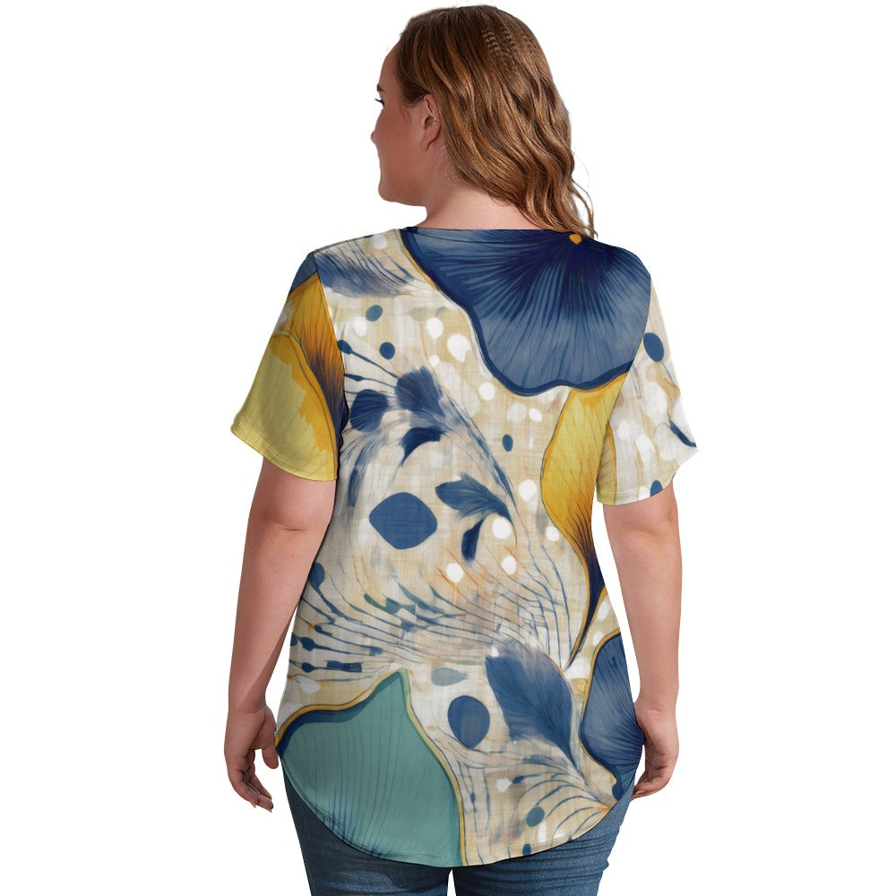 V Neck Short-sleeve Shirt Inkedjoy