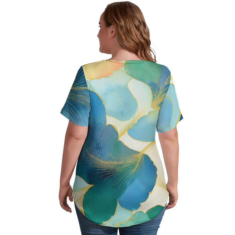 V Neck Short-sleeve Shirt Inkedjoy