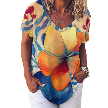 V Neck Short-sleeve Shirt Inkedjoy