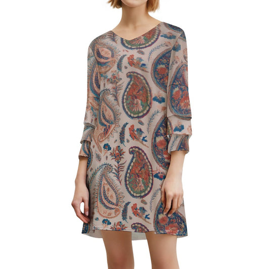 Lotus leaf sleeve dress Inkedjoy