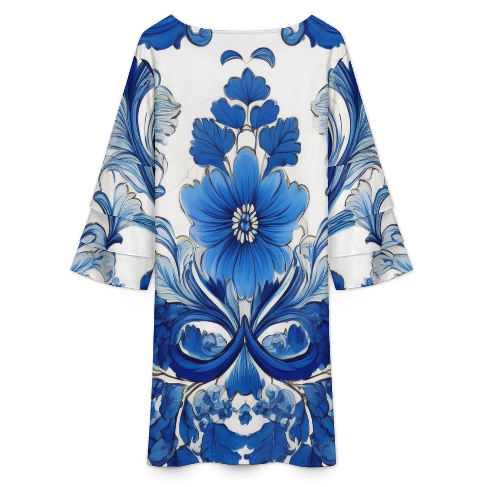 Lotus leaf sleeve dress Inkedjoy