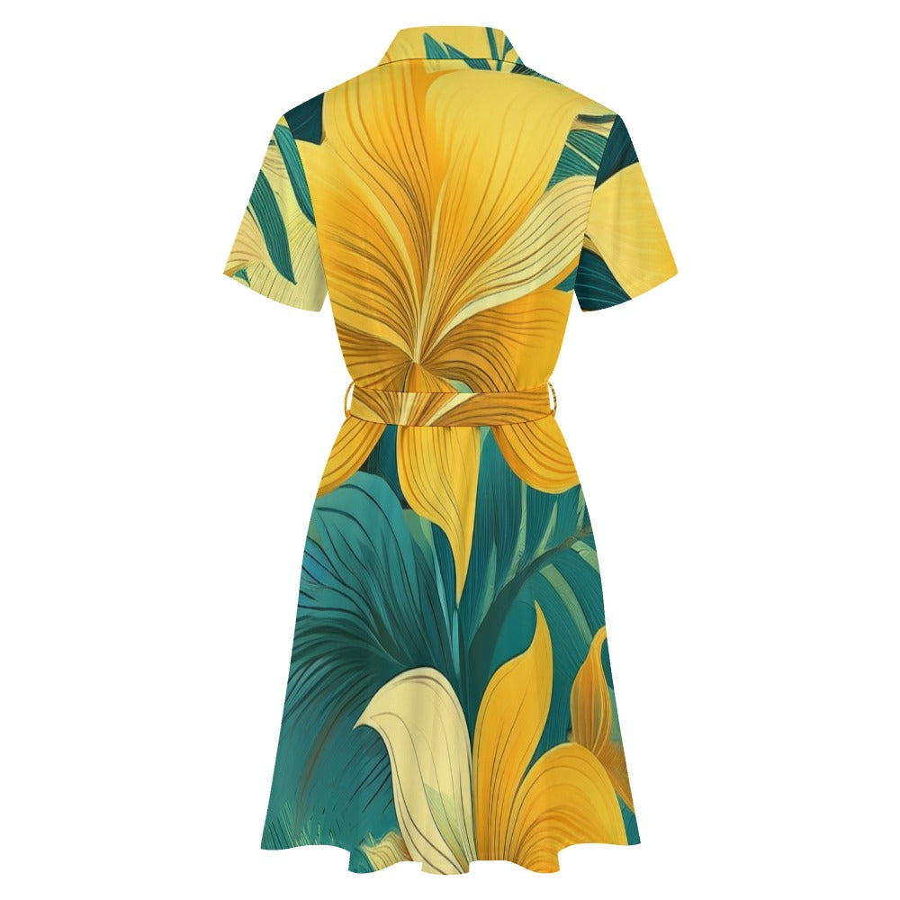 Short-sleeved collared dress