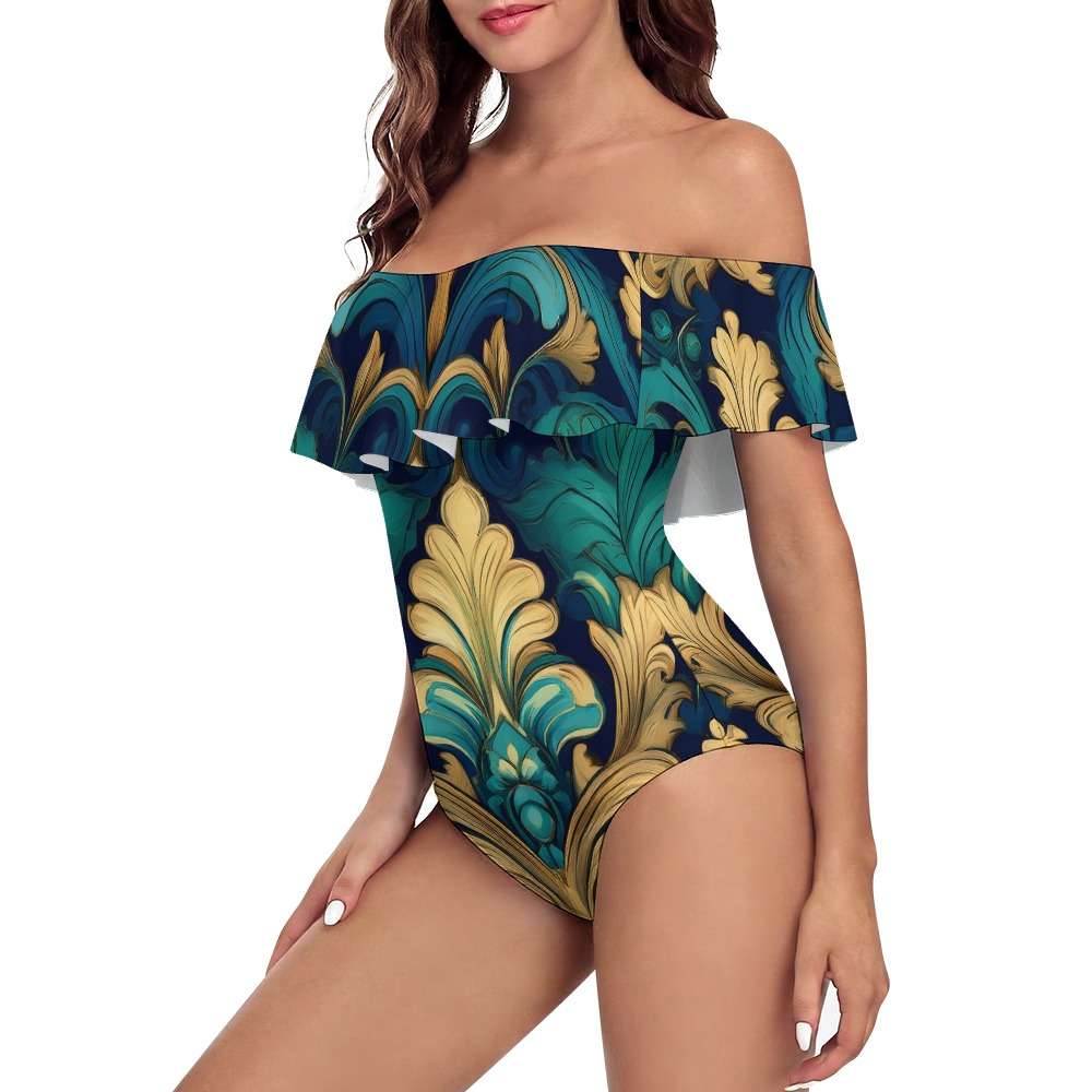 Off-Shoulder One-Piece Swimsuit Inkedjoy